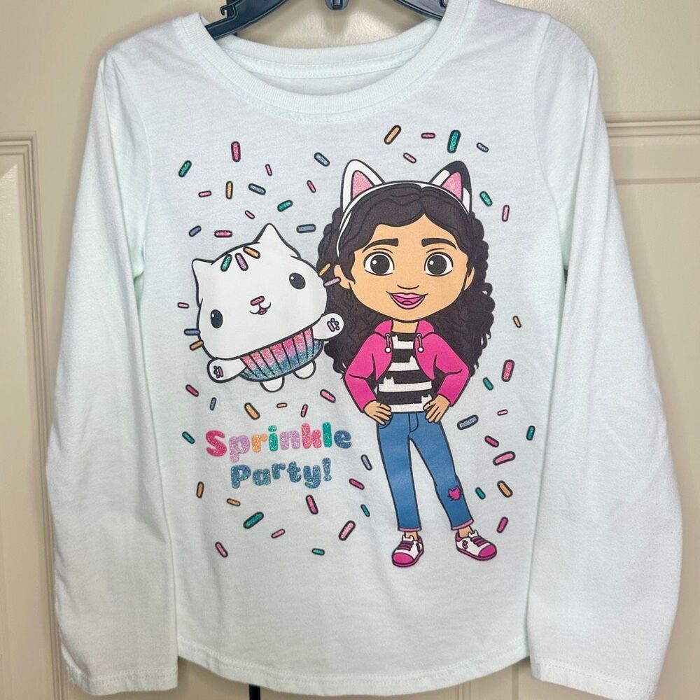 Girls Long Sleeve Graphic Tees Shirt Top Jumping Beans Size 5 Gabby Cat NWOT